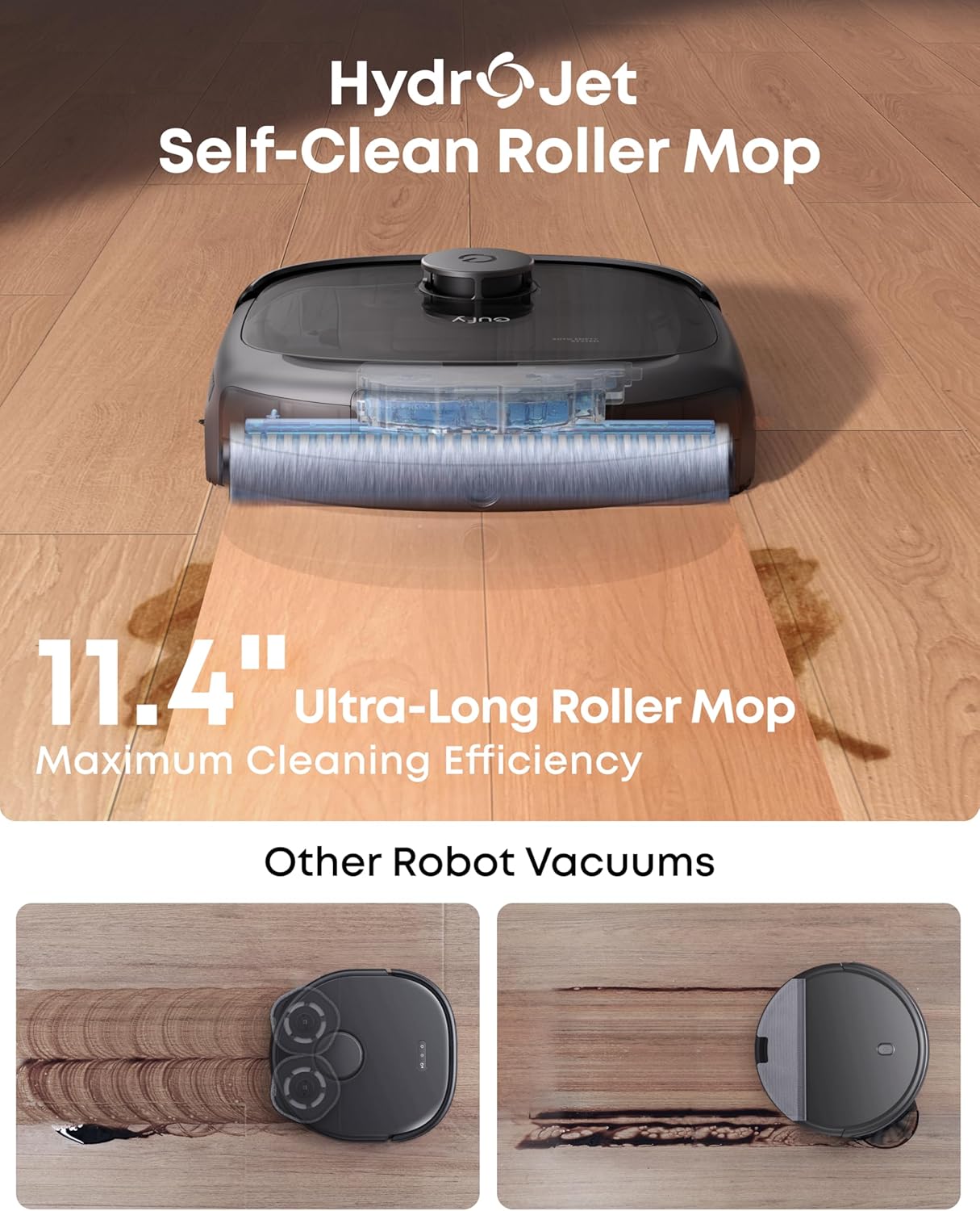 eufy Robot Vacuum E25, 20,000 Pa Turbo Suction,Roller Mop with HydroJet System, All-in-One Robot Vacuum and Mop Combo, Edge-to-Corner Cleaning, Zero-Tangle Design, AI Obstacle Avoidance (Upgraded)