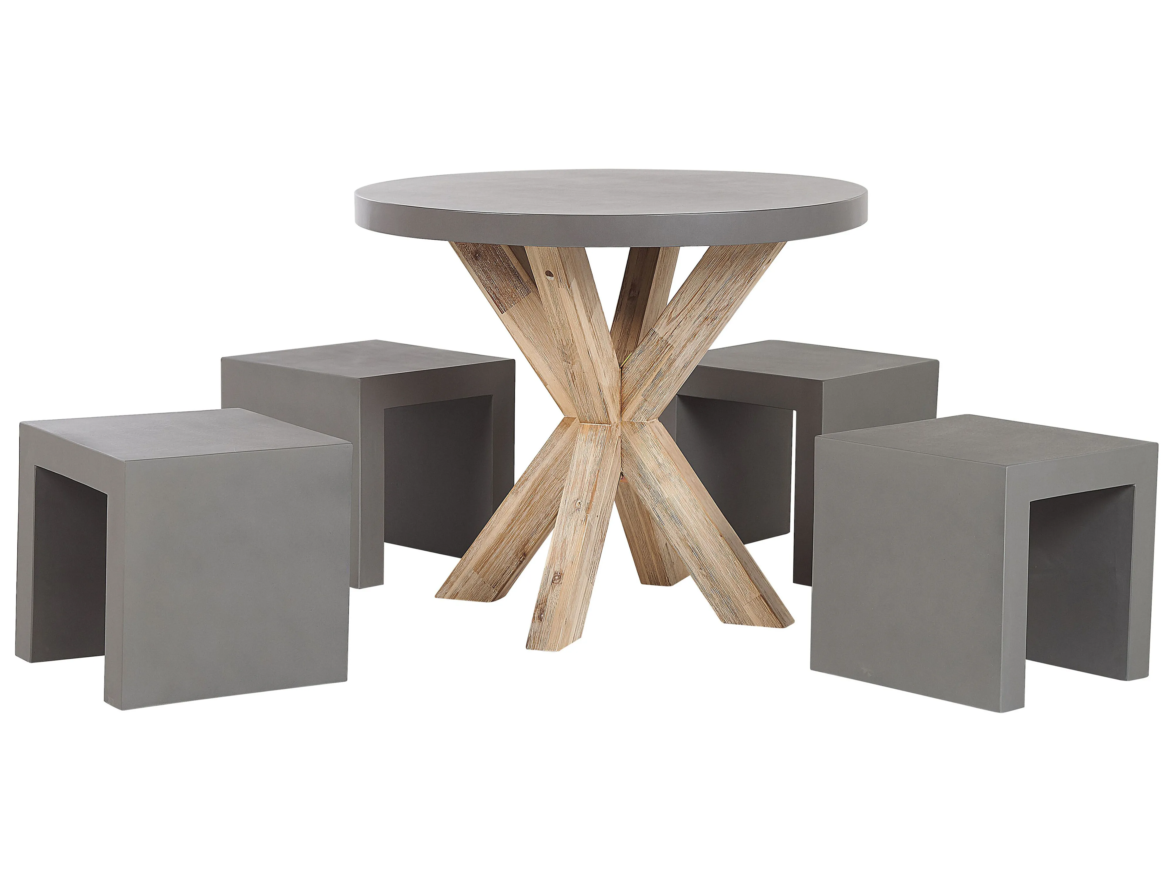 Garden Dining Set with Stools 4 Seater OLBIA/TARANTO Concrete Grey