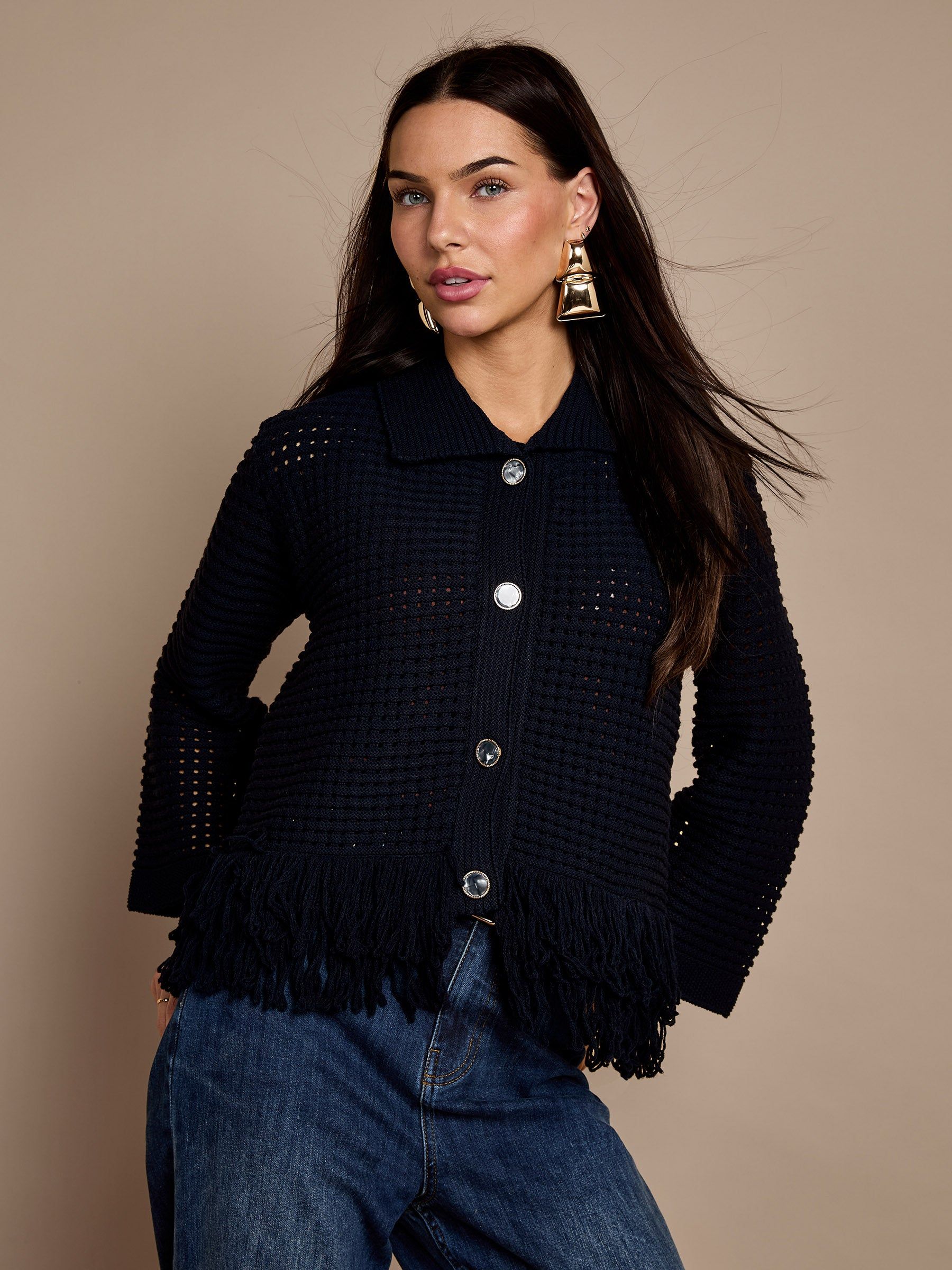 GWD by GEORGE W. DAVIES GWD Daria Navy Tassle Cardigan