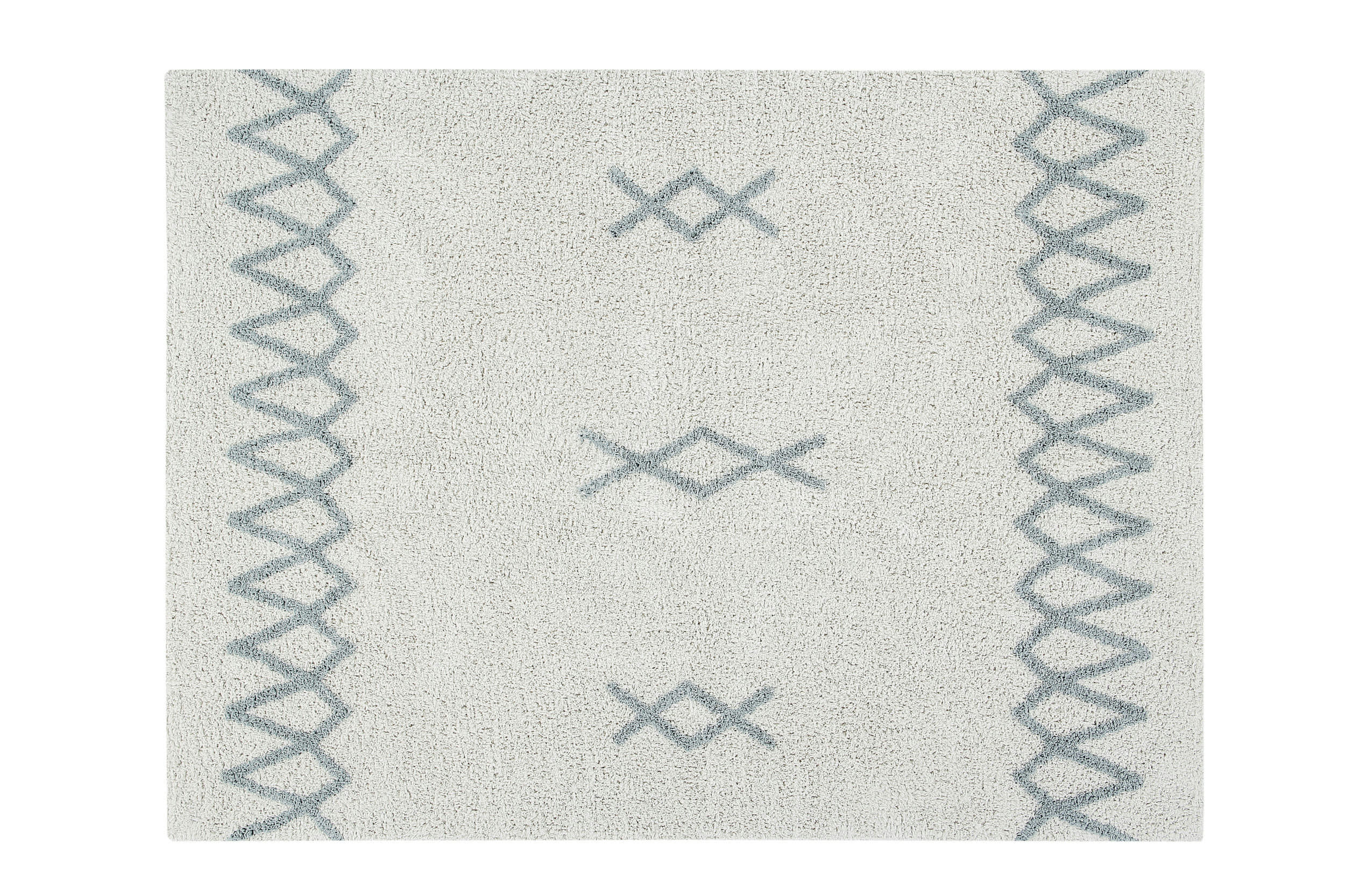 ATLAS NATURAL - Tapis coton lavable vintage bleu 120x160cm