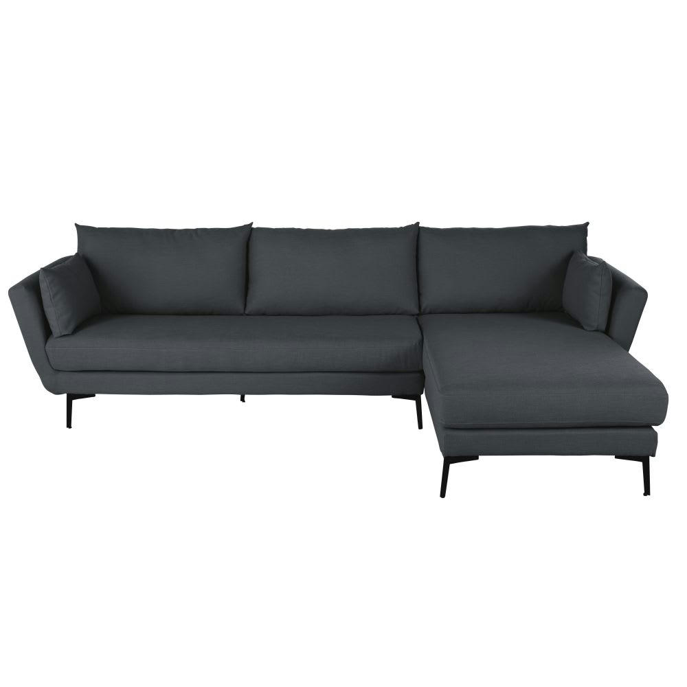 Prague - Canapé d'angle droit 4/5 places gris anthracite