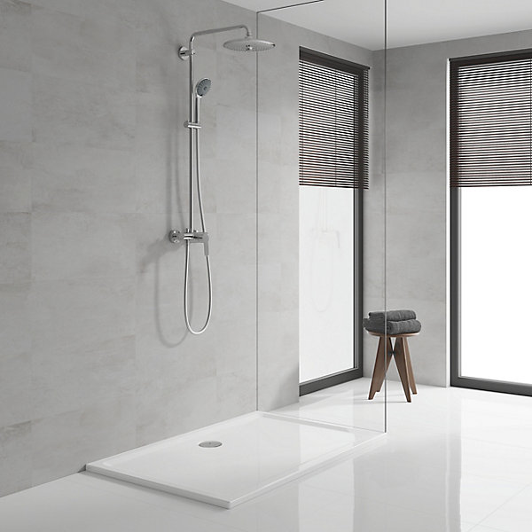 Colonne de douche mécanique avec pommeau   douchette 3 jets   flexible   barre réglable, chrome, Grohe Vitalio Joy System 260