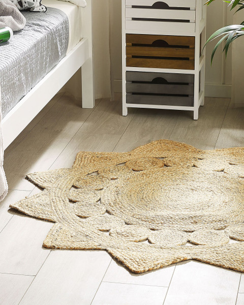 Dywan okrągły jutowy boho ø120 cm beżowy