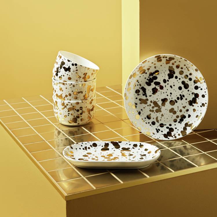 Habitat 60 Gold Edit Jackson Porcelain Cake Plates Set