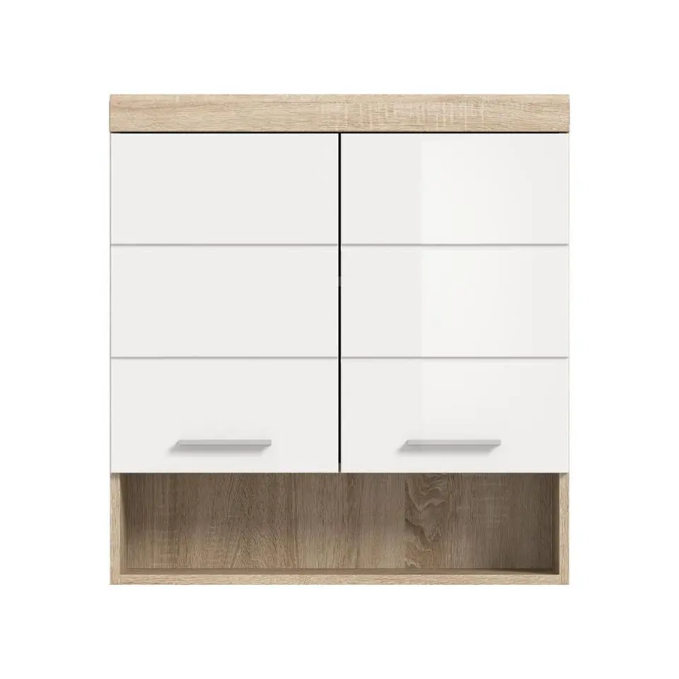 Hioshop Lambada badkamerkast wandgemonteerd 2 deuren- 3 spiegeldeuren- 1 plank