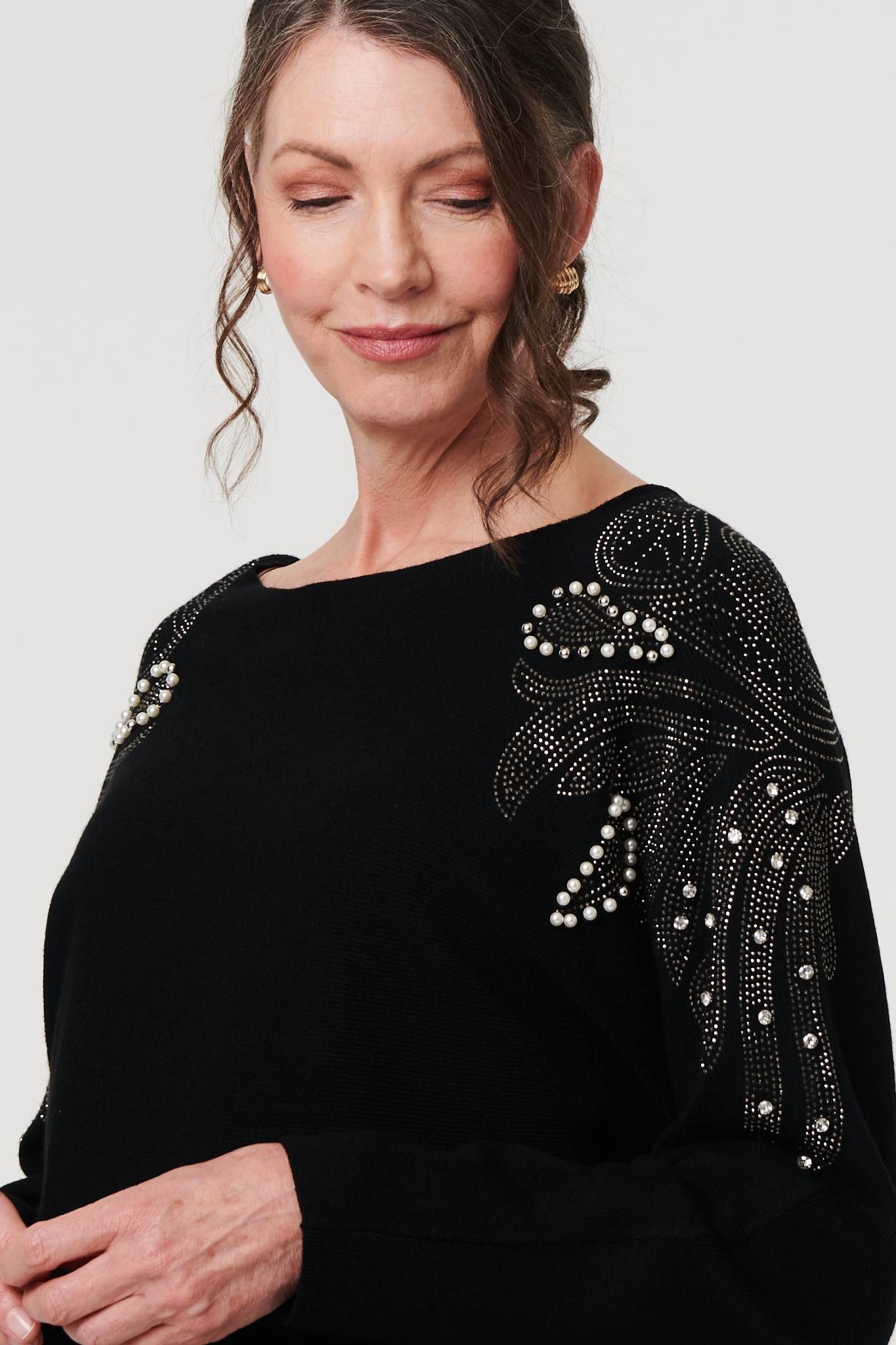 Izabel London Sparkle Detail Batwing Sleeve Jumper