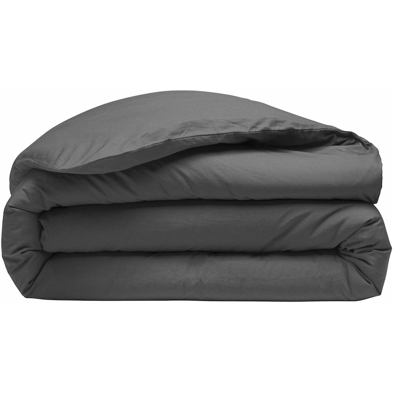 GRIS - Housse de couette percale de coton gris 220x240 cm