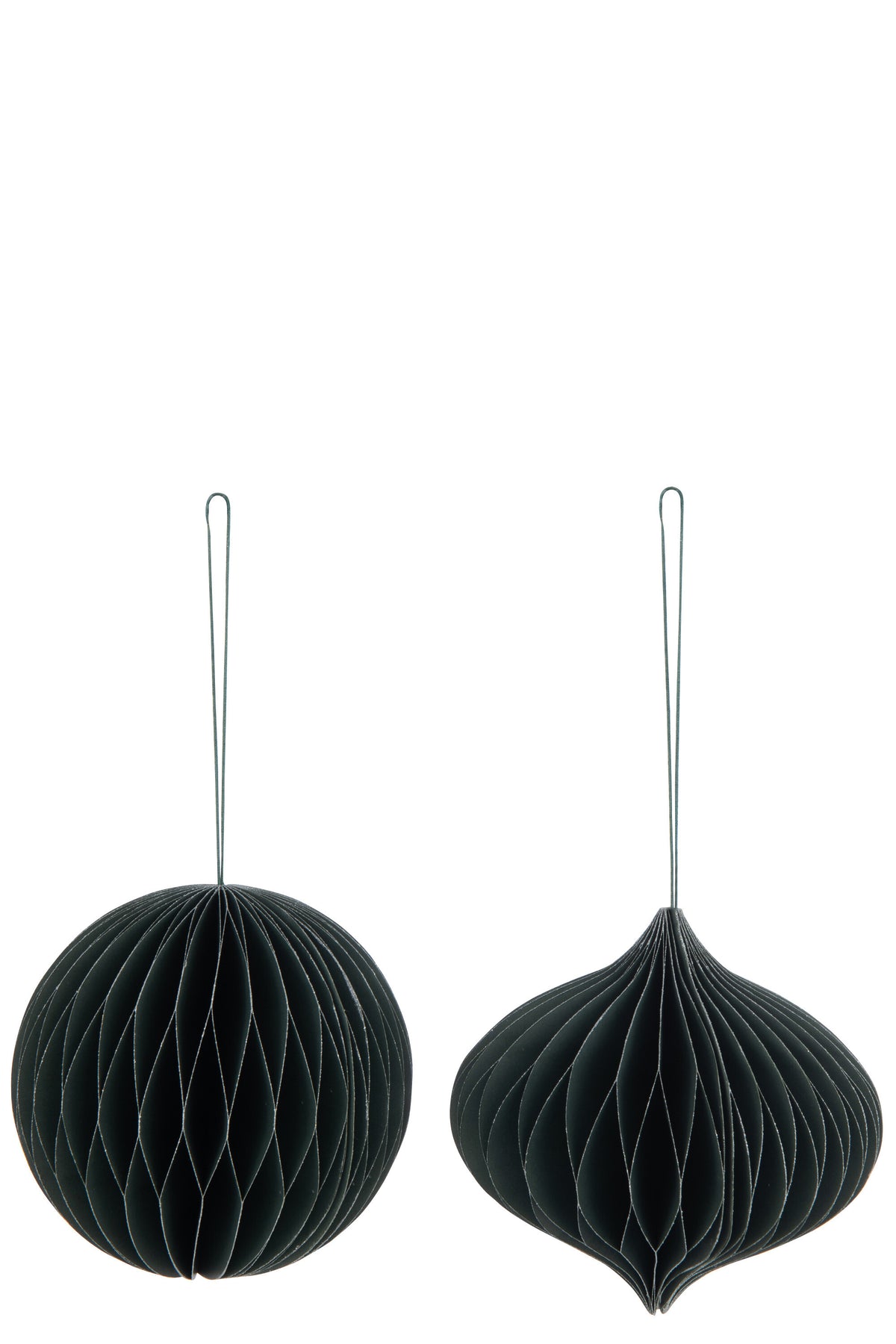 J-Line kersthanger Bal - papier - groen - large - 2 stuks