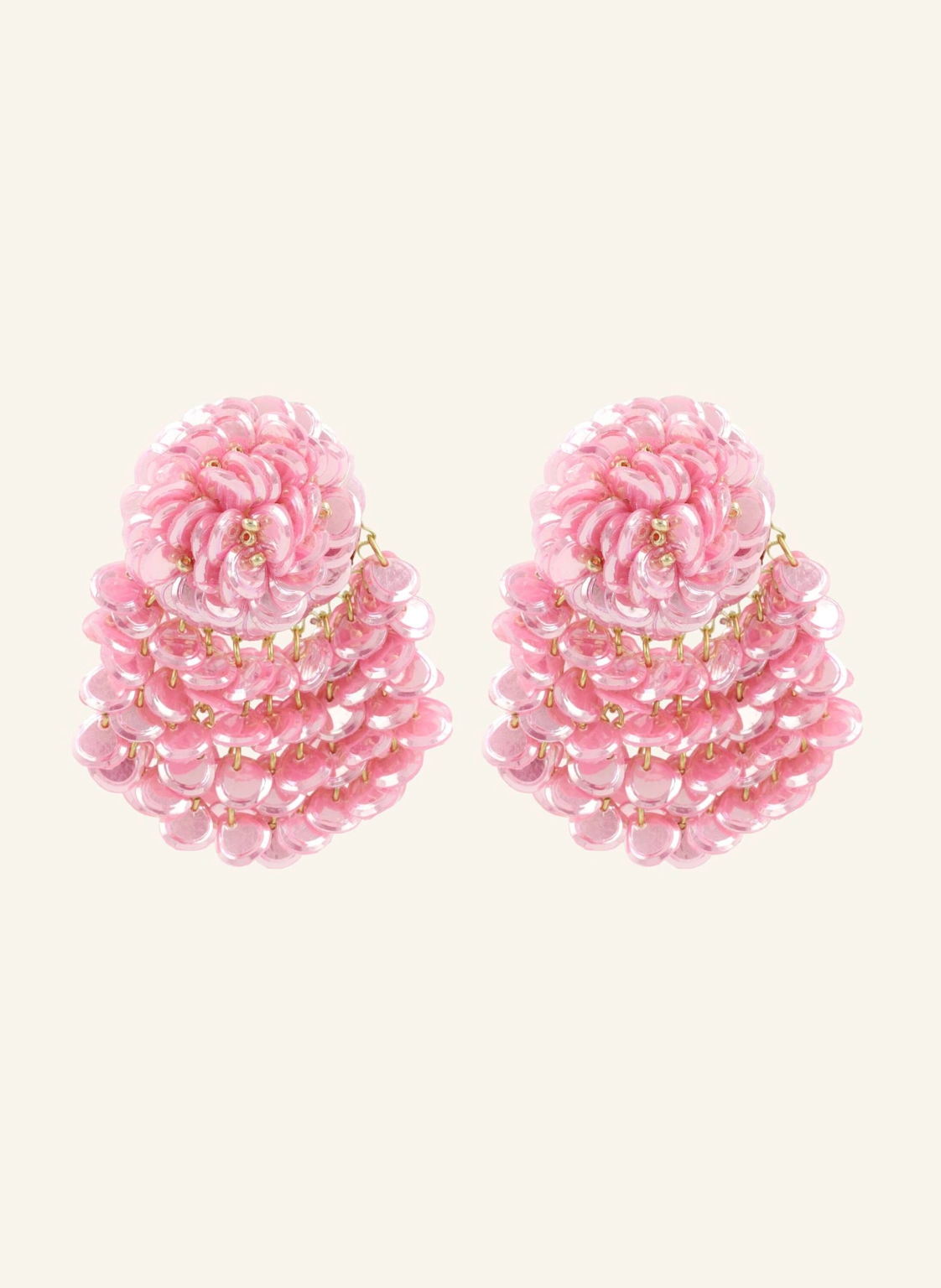 LOTT.gioielli Ohrhänger MELODY CE SQ SEQUIN FAN SHAPED FLOWER L SOFT PINK by GLAMBOU