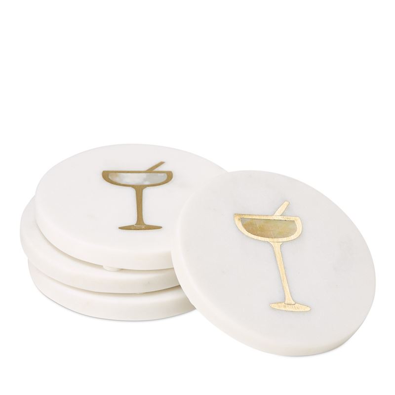 Cocktail White & Gold Marble Coasters Pack of 4