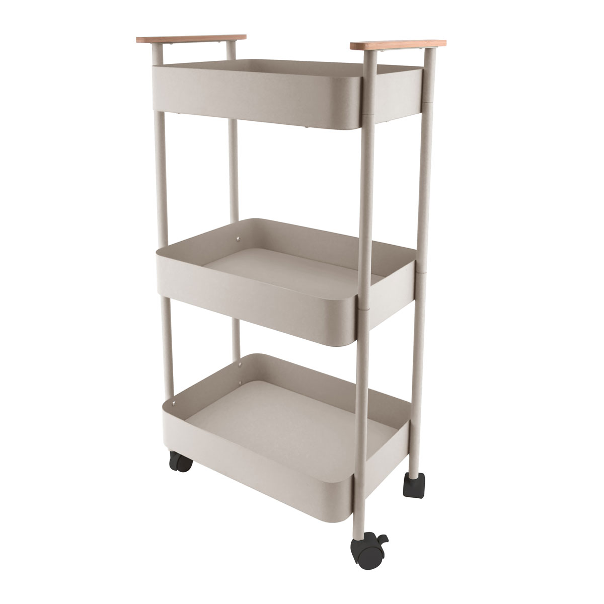 Carrinho de apoio bege com 3 tabuleiros