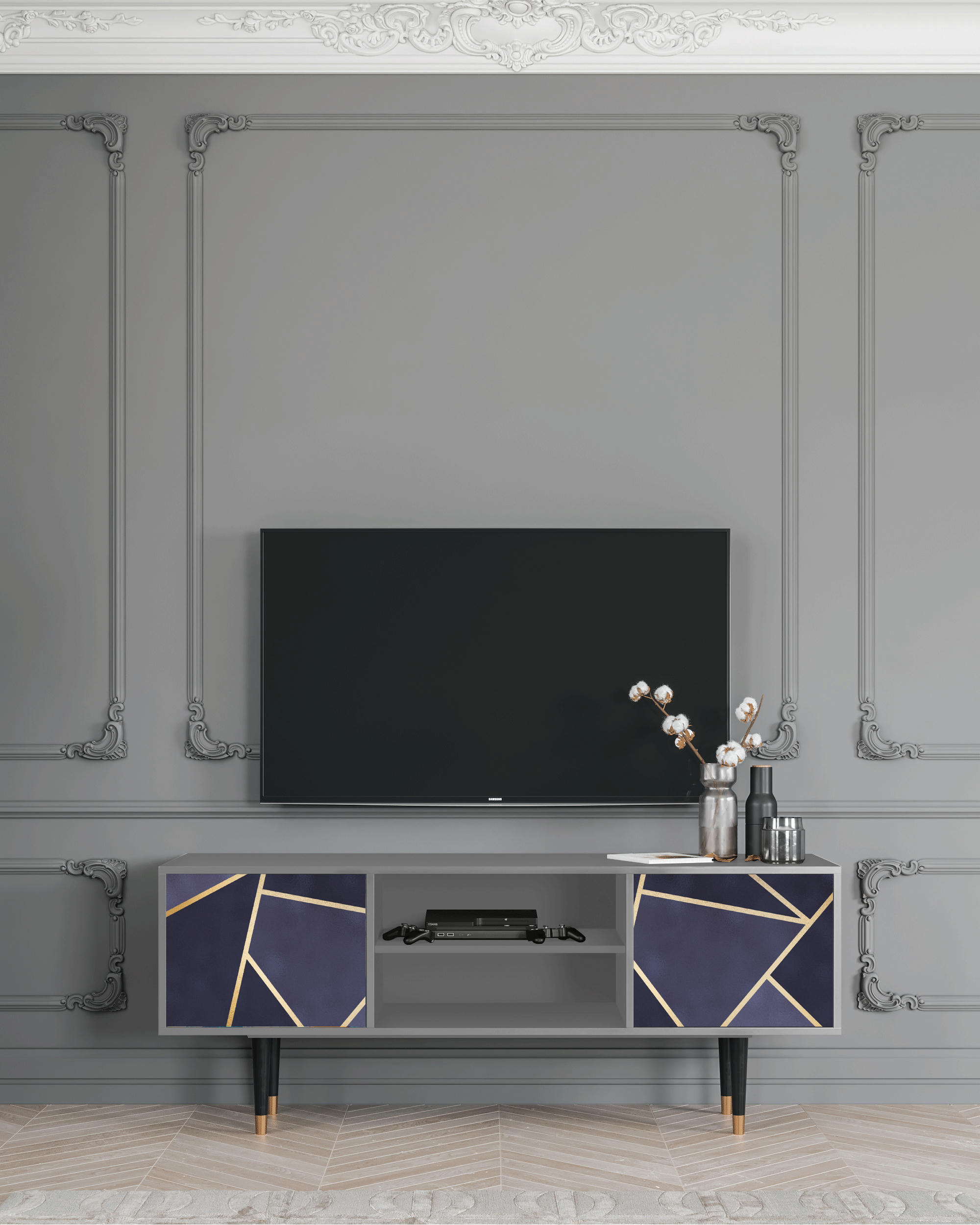 THE AMETHYST - Meuble TV  bleu 2 portes L 170 cm