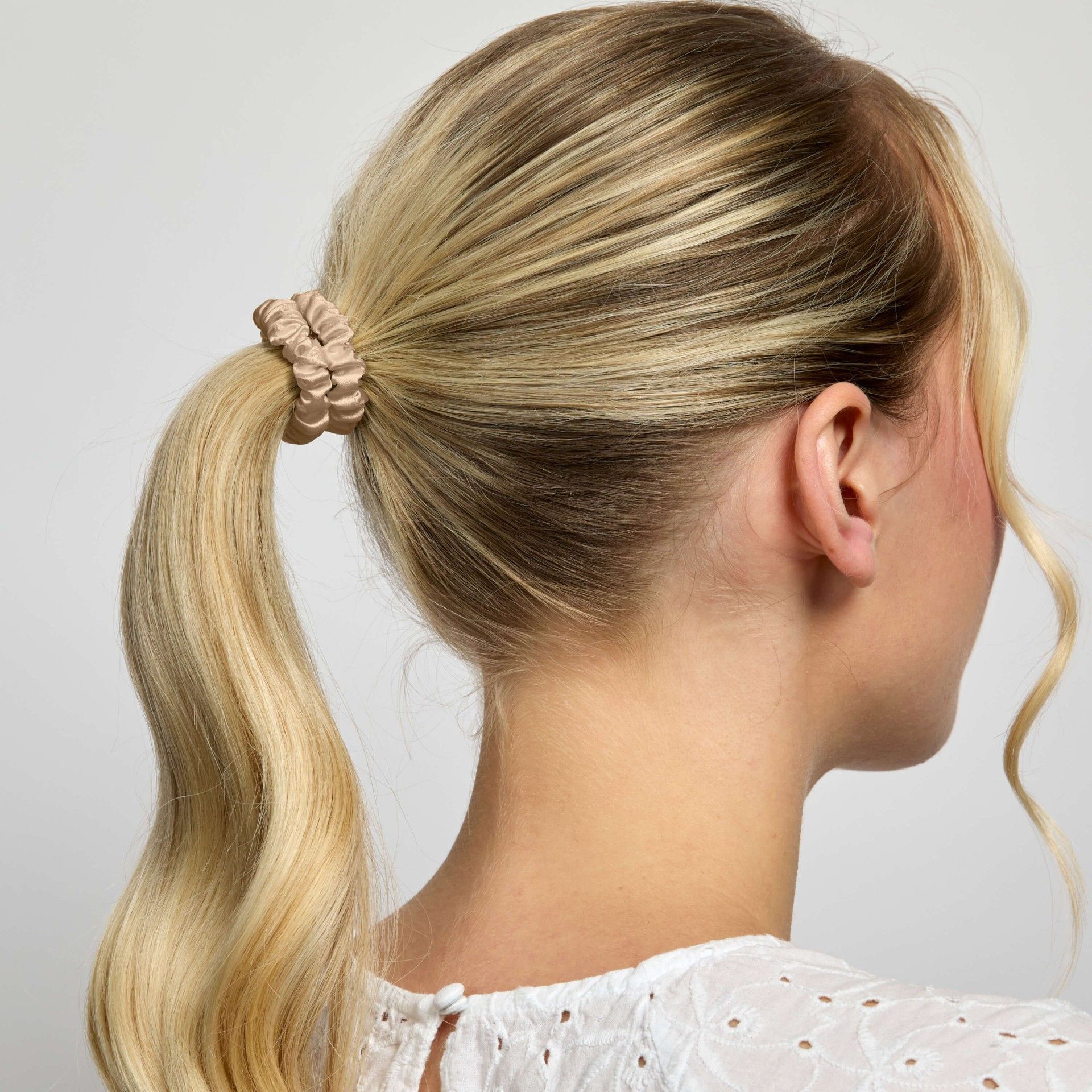 Silver Cloud Silver Cloud Silver Ion Infused Satin Skinny Scrunchies Caramel 5 Pack