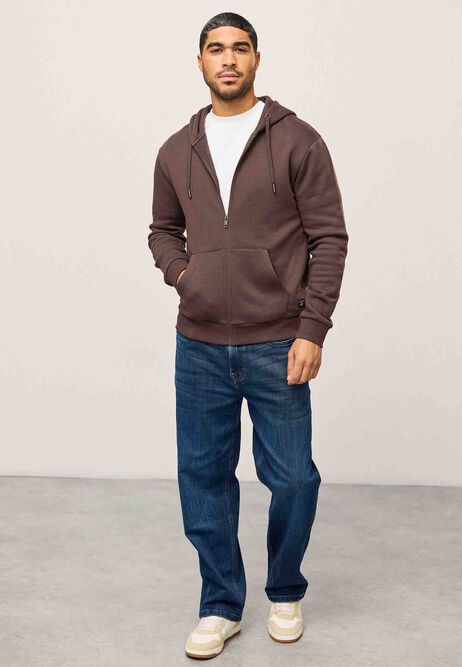 Mens Chocolate Brown Zip Thru Hoodie
