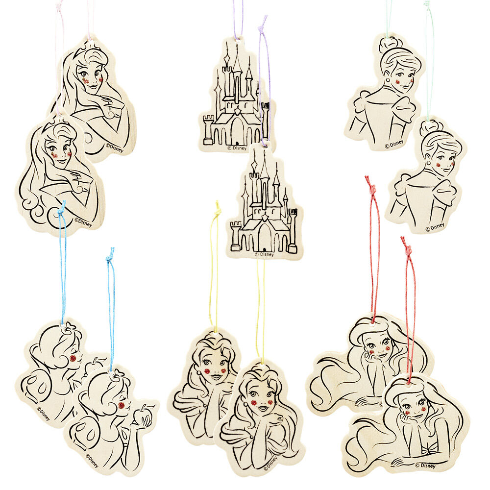 Suspension de No&euml;l en bois Disney Princesses x12