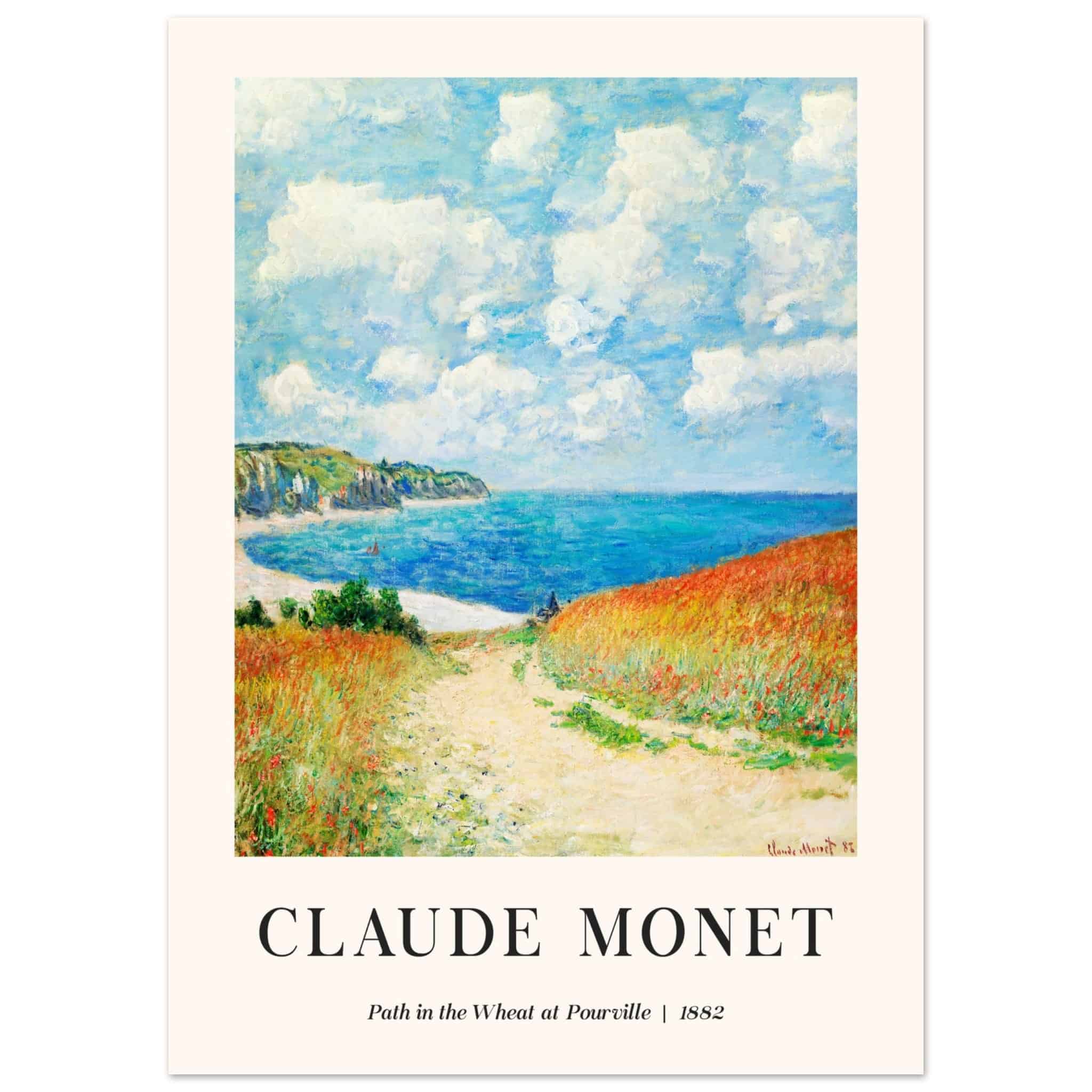 Artfulprints Poster Claude Monet - Path in the weath at Pourville  - 50x70 cm - Blauw