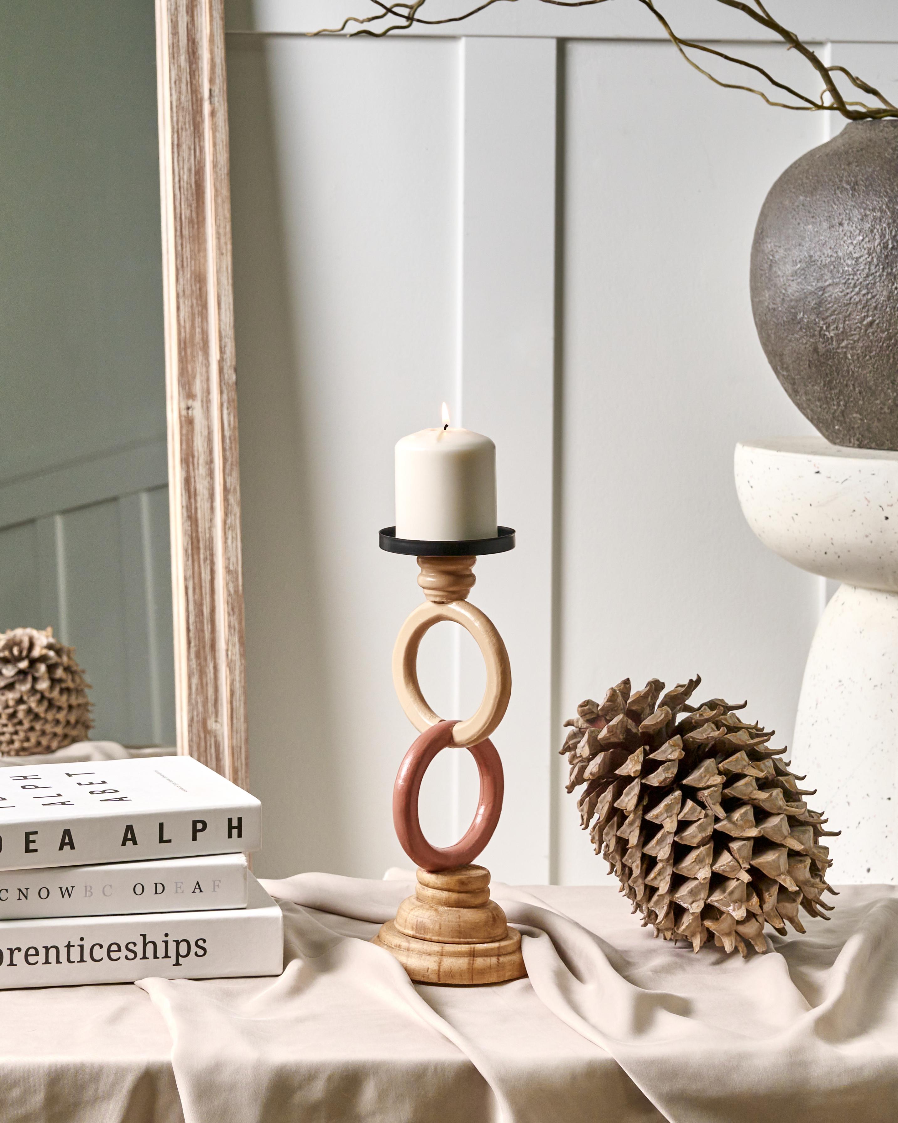 Candle Holder WATERFORD Pine Wood 29 cm Multicolour