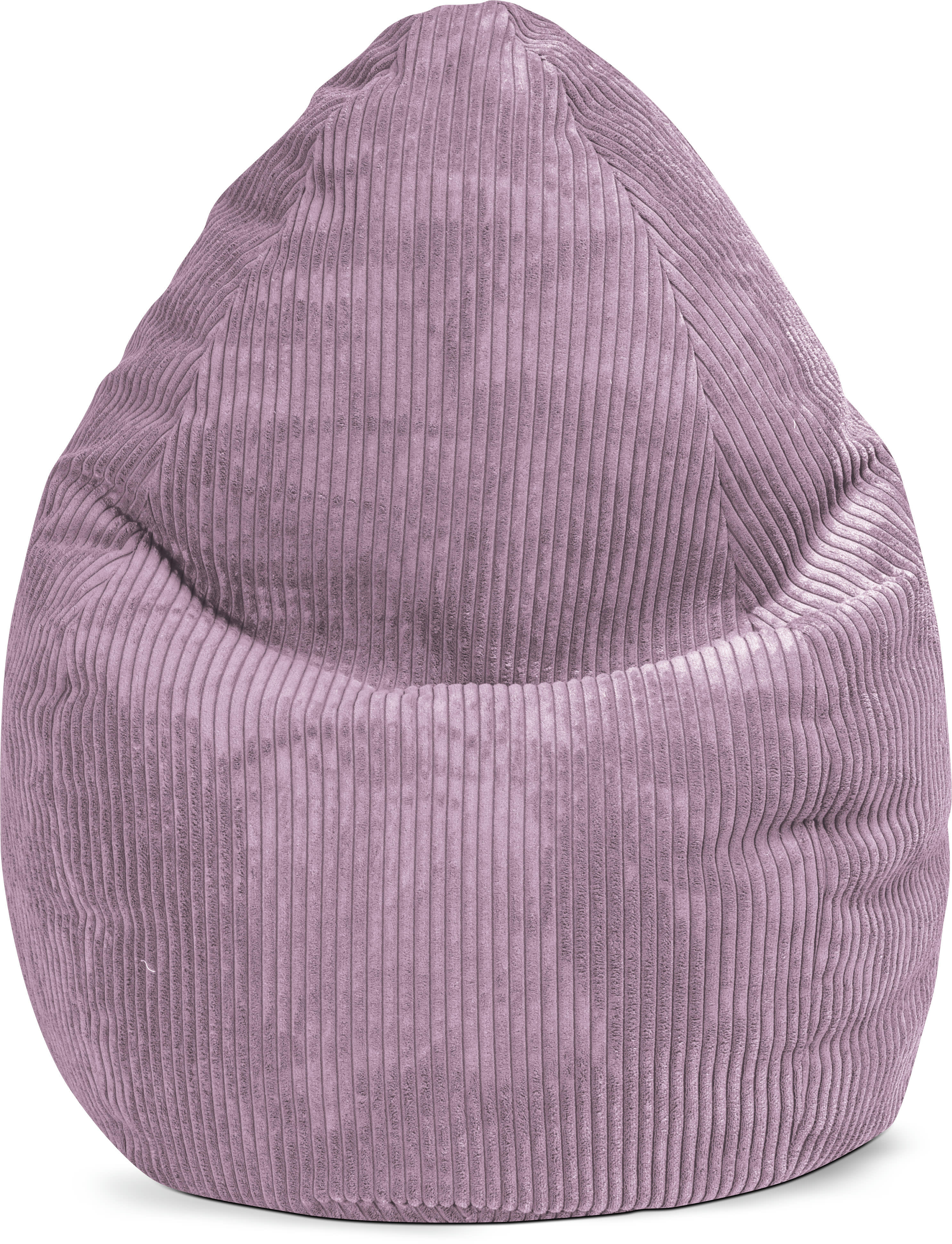 SHARA - Pouf poire XL d'intérieur velours grosse cote mauve 70x110cm