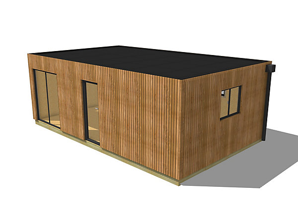 Bureau de jardin 4 saisons en bois 7,7 x 4,6 x 2,7 m / isolation RE2020 avec plancher isolé / menuiseries alu k-line