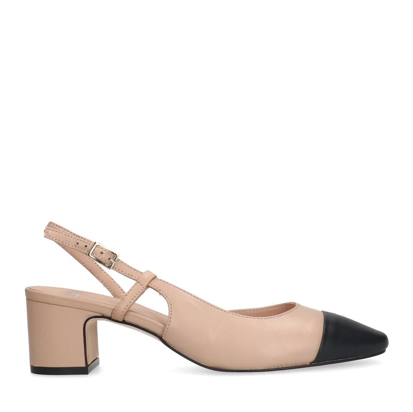 Manfield Beige leren slingback pumps