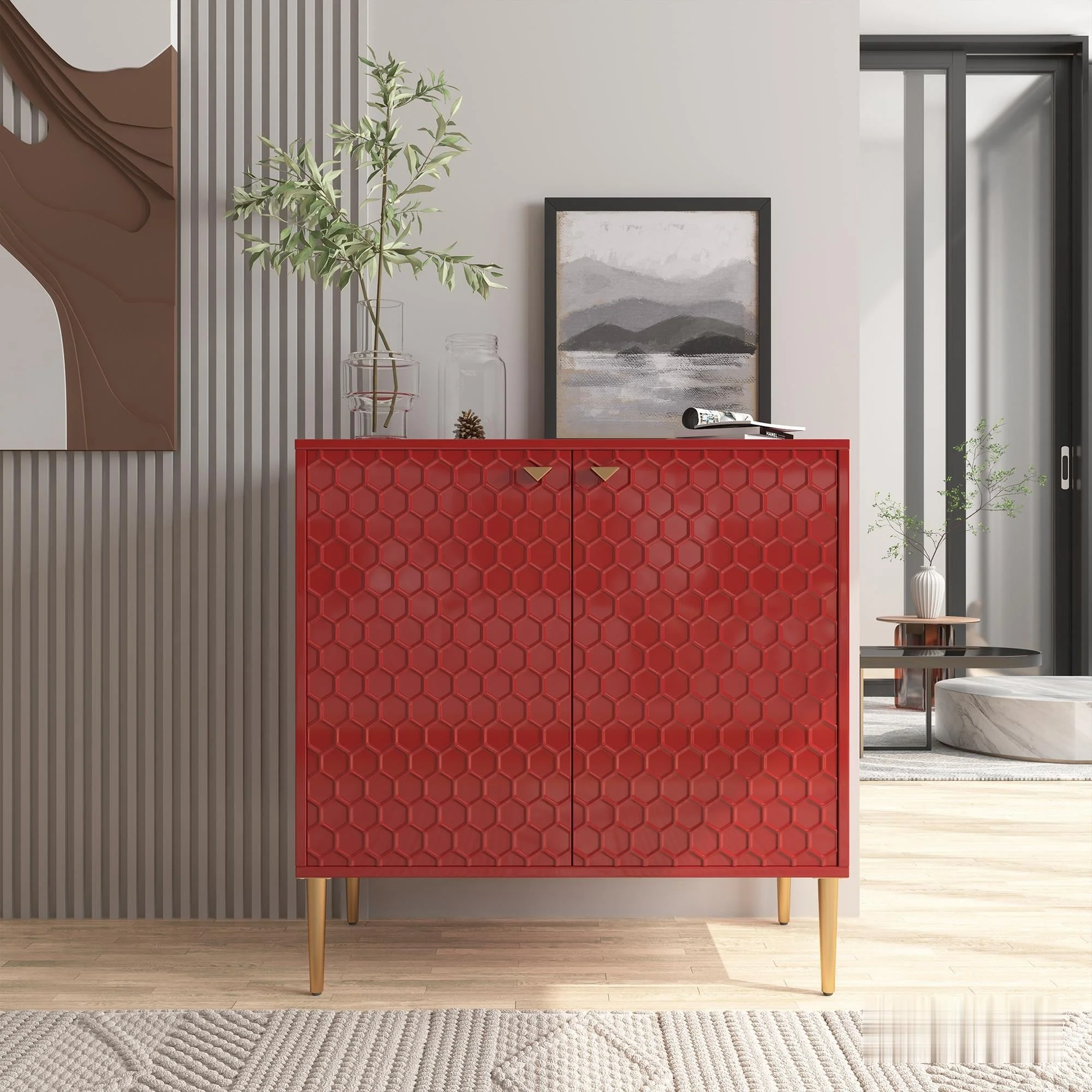 2 Door Sideboard Locker Media Storage Accent Cabinet