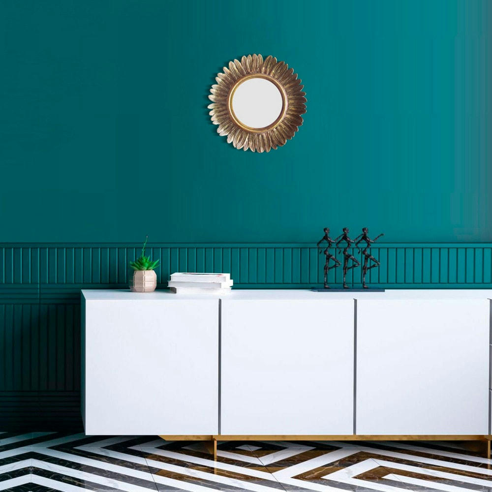 PLUME - Miroir soleil D33 cm or