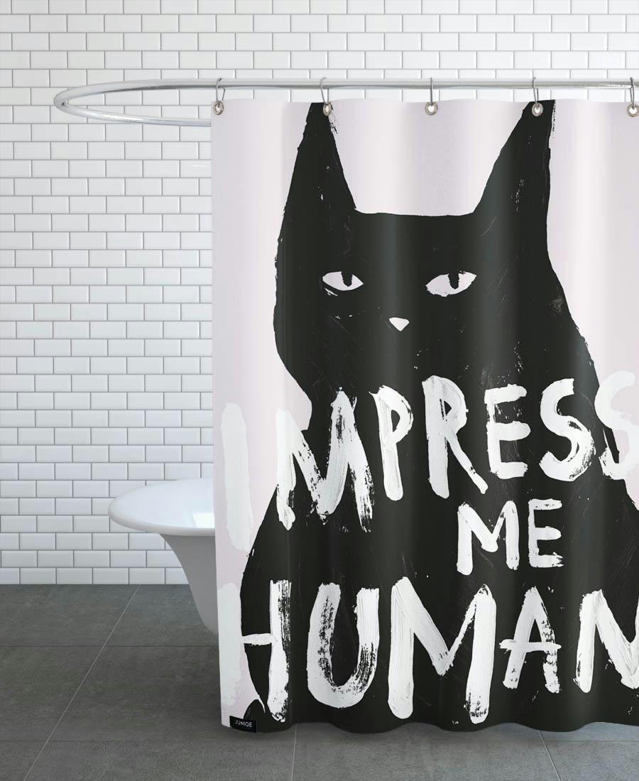 IMPRESS ME - Rideau de douche en polyester en blanc & blanc ivoire 150x200