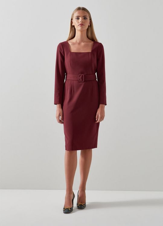 Carrington Red Square Neck Dress