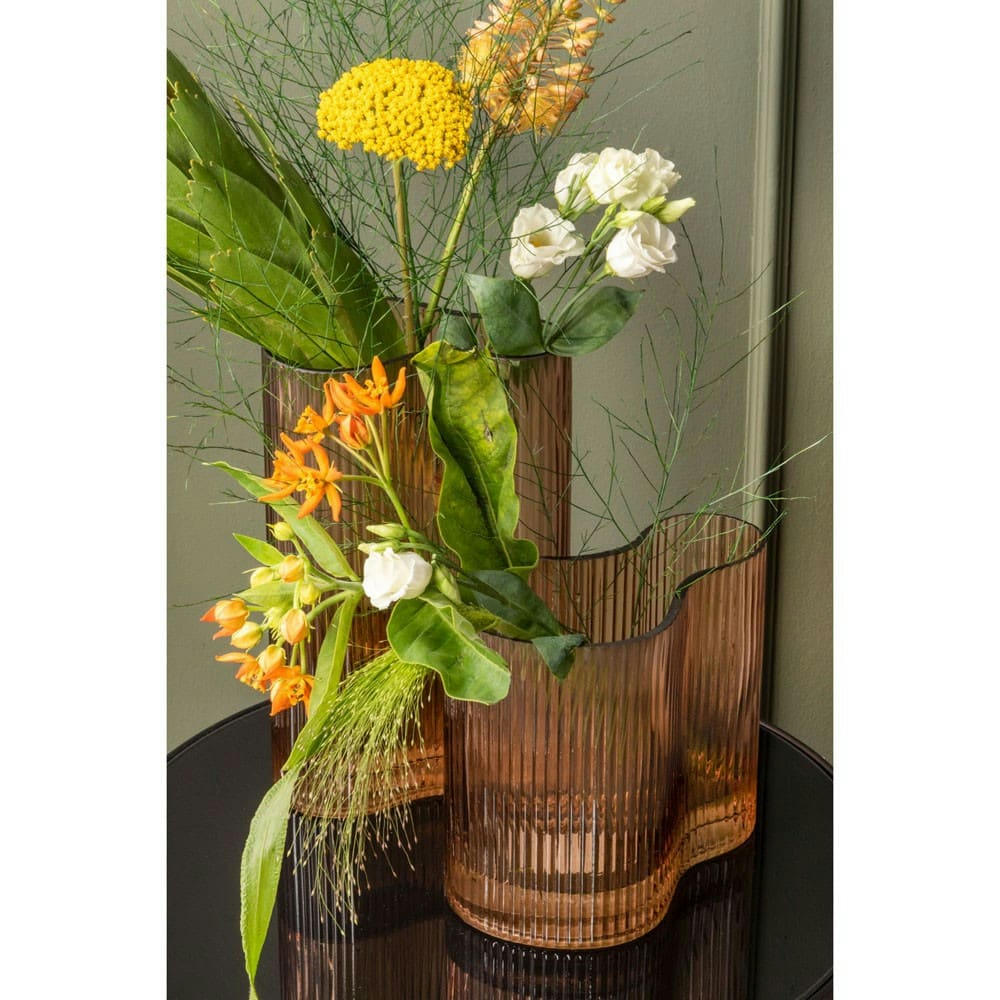 WAVE - Vase allure wave verre marron