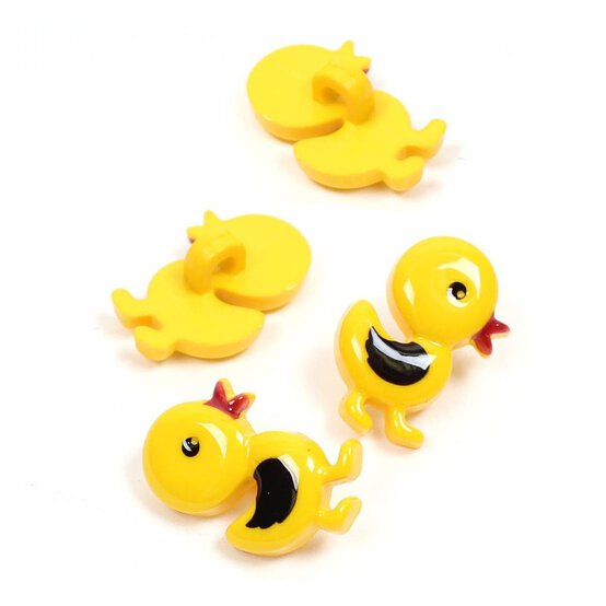Hemline Yellow Novelty Duck Button 4 Pack