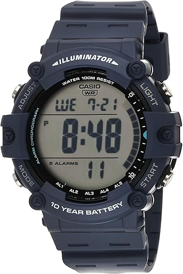Casio Illuminator AE1500WH Series | 10-Year Battery | LED Backlight | 5-Alarms | 1/100 Sec Stopwatch | Men's Digital Watch