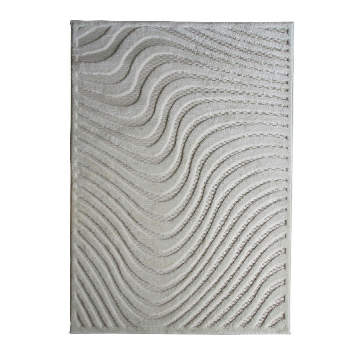 NEW - Tapis extérieur et intérieur motif vibes en relief crème 120x170