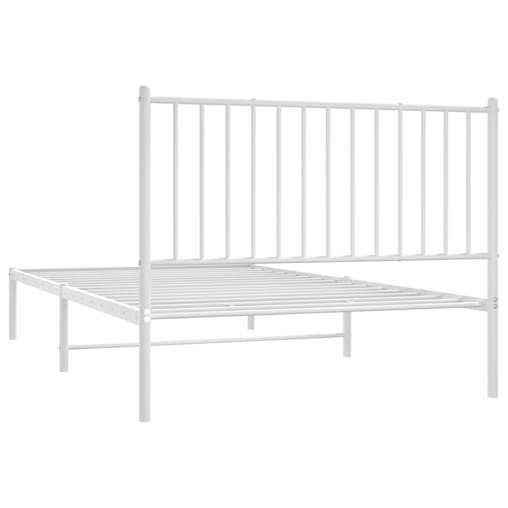 NNEVL Metal Bed Frame with Headboard White 107x203 cm