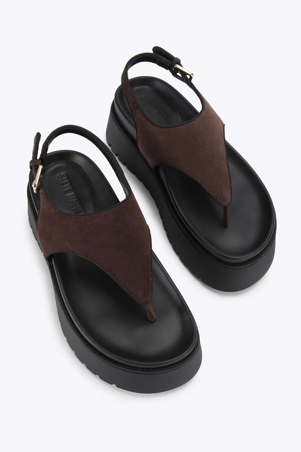 STEVE MADDEN Tabor Dark Brown' Suede Sandals