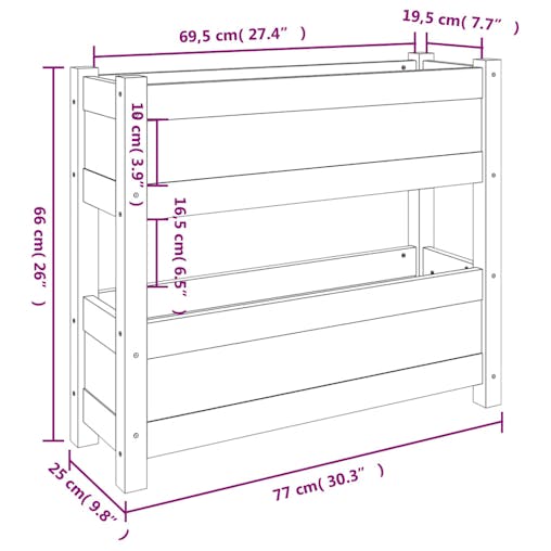 NNEVL Planter White 77x25x66 cm Solid Wood Pine