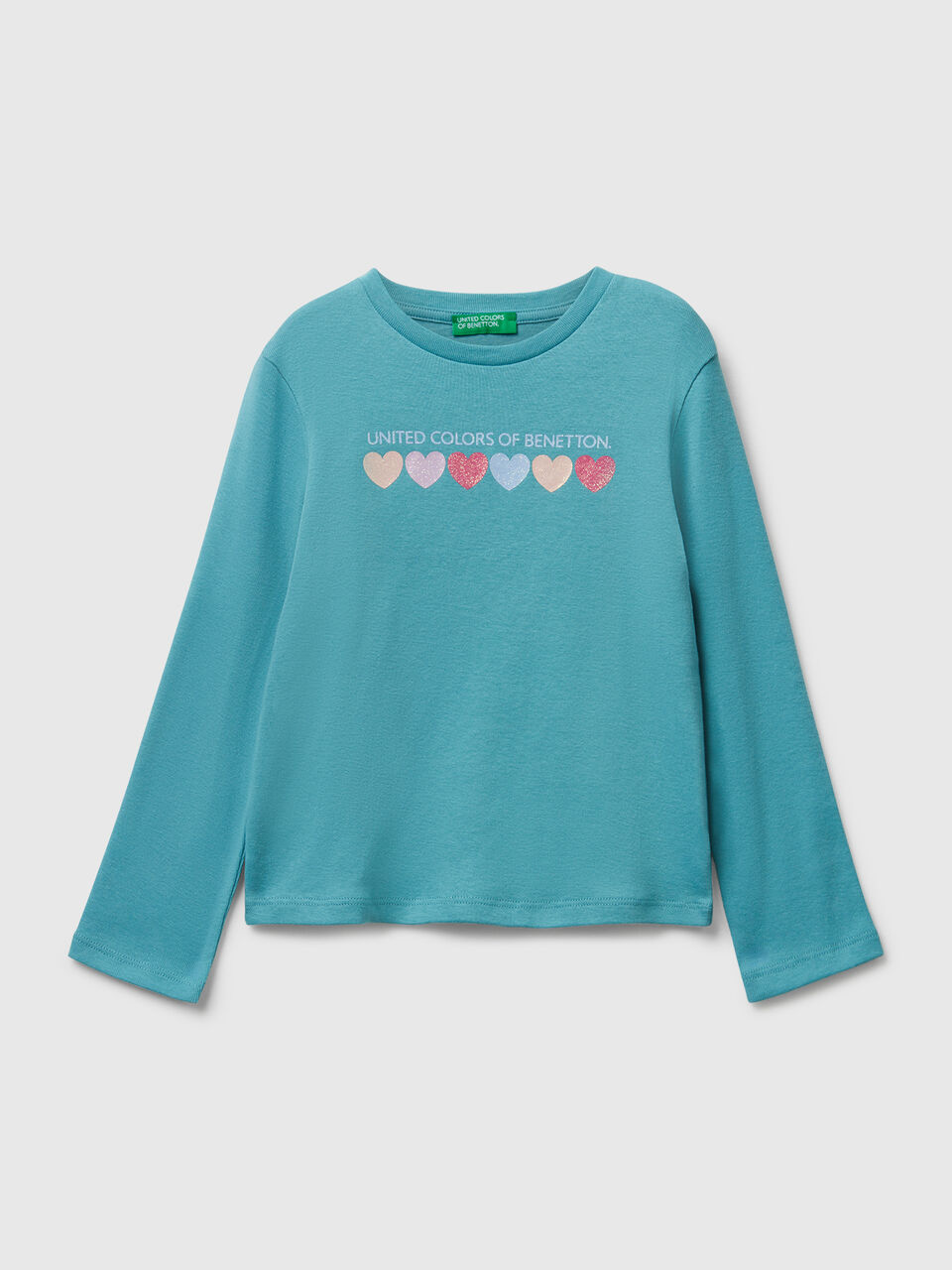 T-shirt with glittery logo in cotton