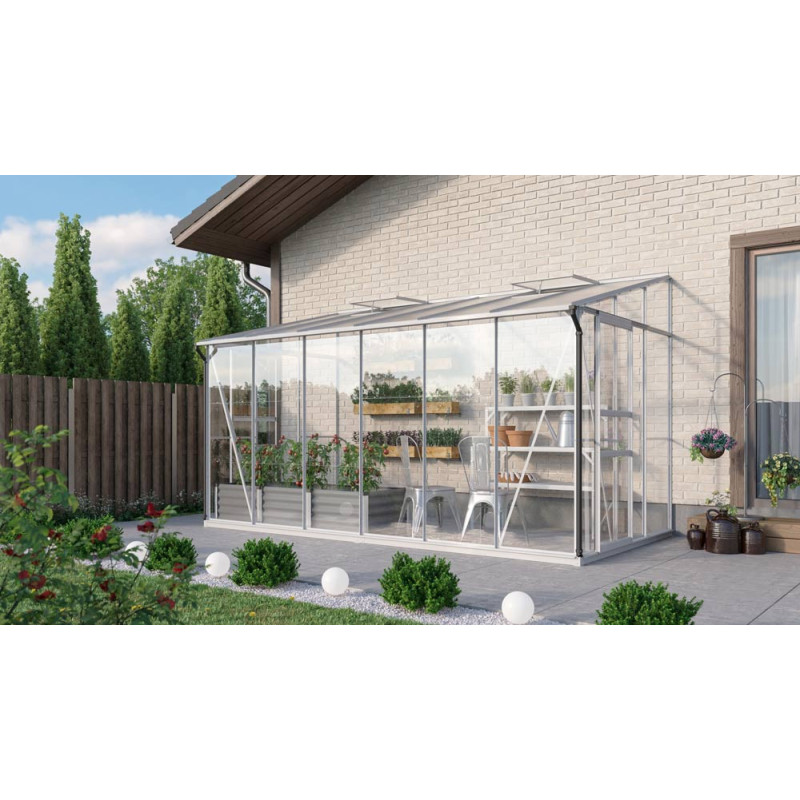 Serre adossée en verre Osiris aluminium anodisé 7,8 m² VITAVIA