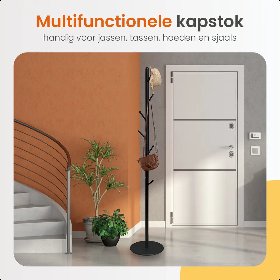 Goliving Kapstok Staand - 8 Haken - Garderoberek - Kapstokken - Kapstokhaak