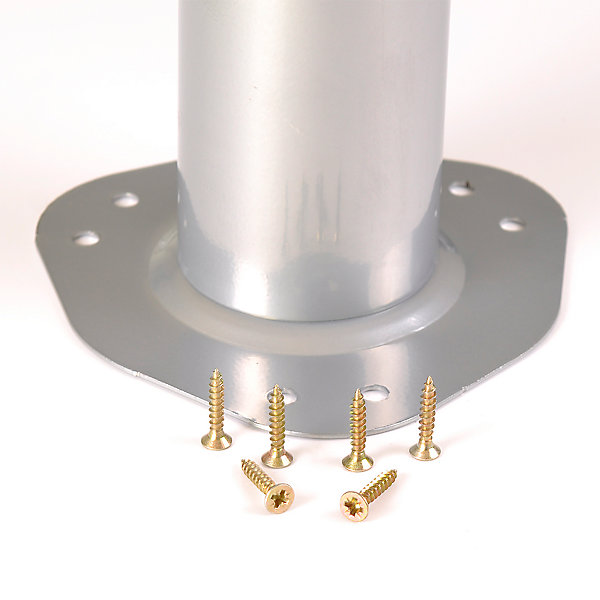 4 un. Pied de table rond en acier, diamètre 60 mm, hauteur 710 mm, peinture aluminium avec régulateur de nivellement