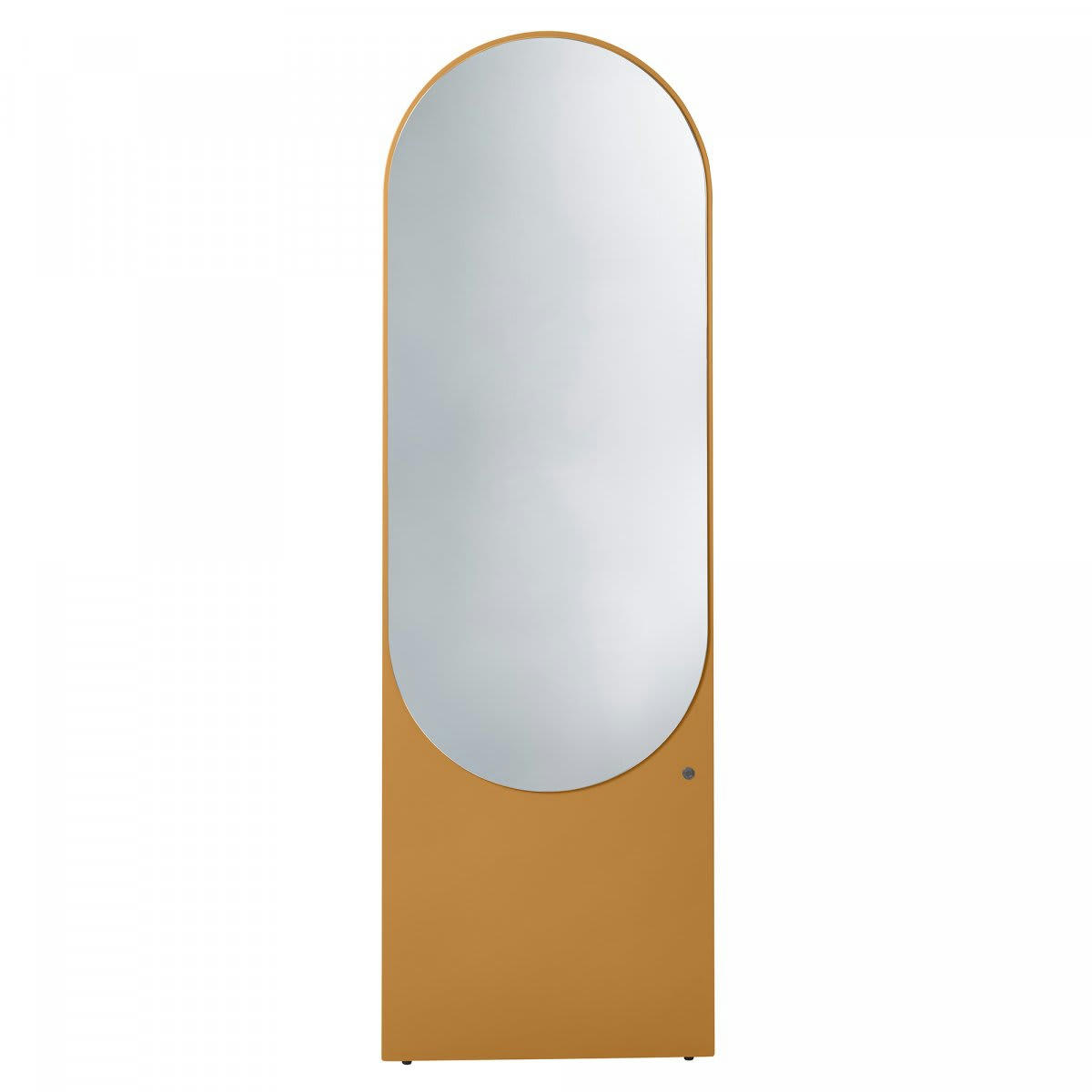 ALTESSE - Grand miroir sur pied ovale en bois moutarde