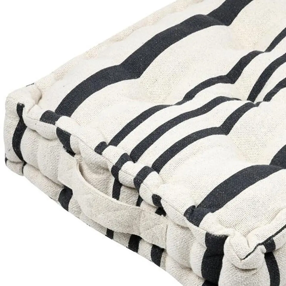 Stof Textile Vloerkussen Beach - creme wit/grijs - 45x45x10 cm