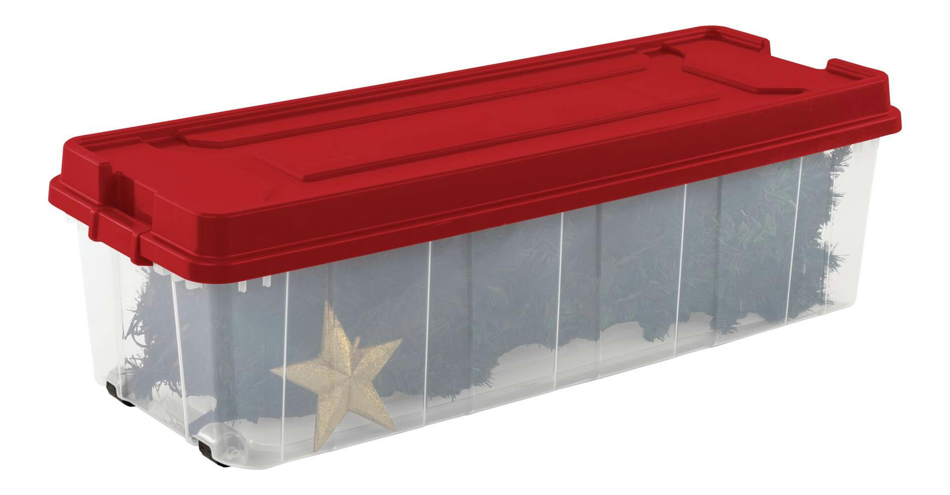 Sterilite Christmas Tree Transparent Storage Box with Wheels