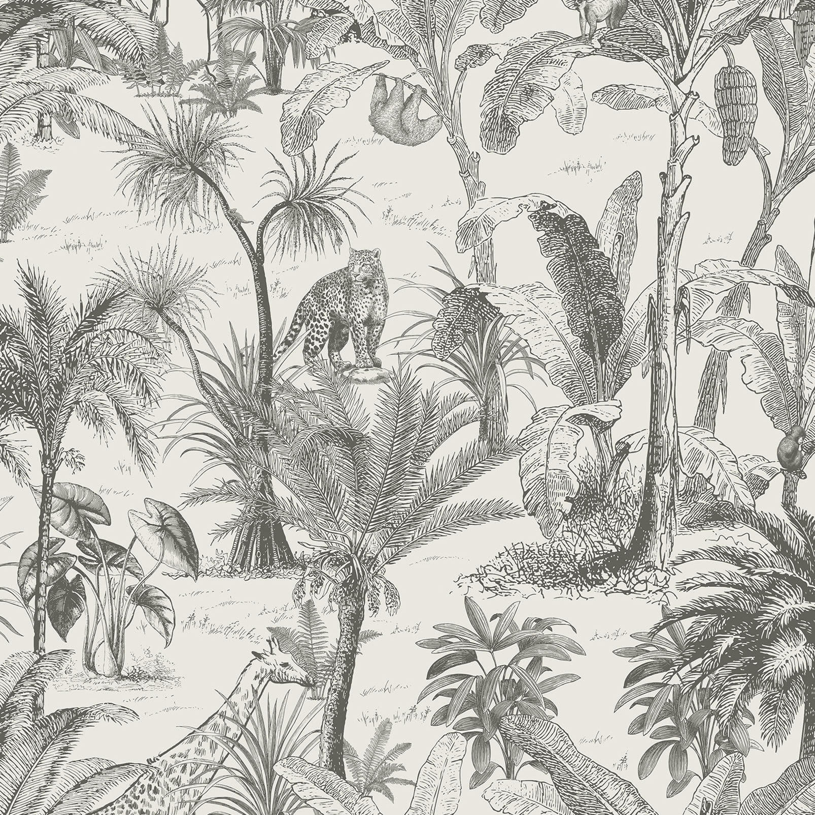 - Papier peint noir et blanc jungle Tanzania 1,6x10 mètrescm
