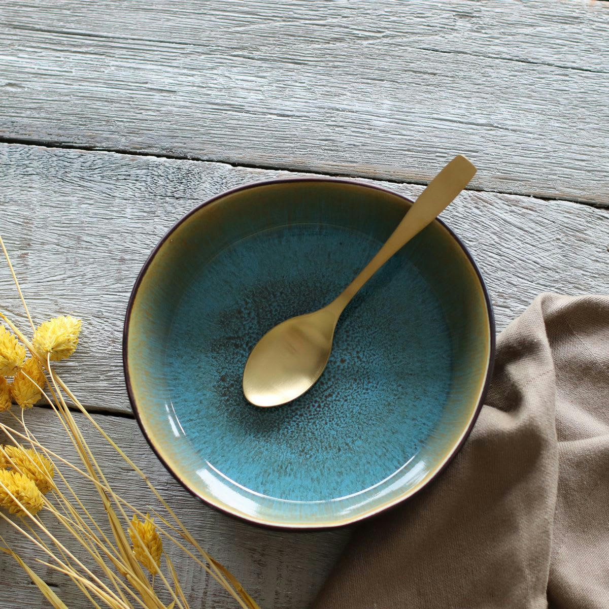 MOTALA - Lot de 6 assiettes coupes en grès bleu 16cm