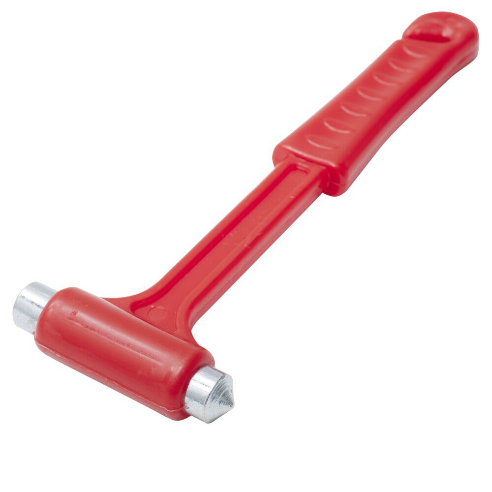 Marteau voiture brise-vitre métal et plastique rouge L15,5cm