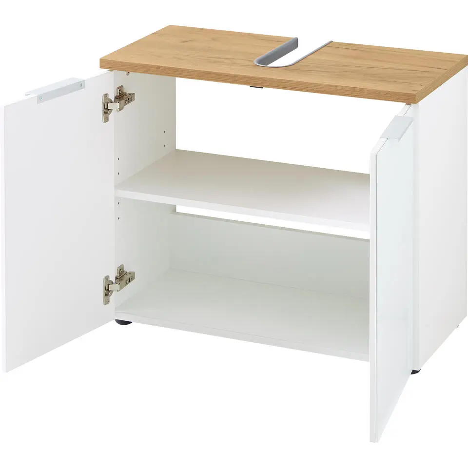 Wastafelonderkast Sepp met 2 deuren - wit/eik