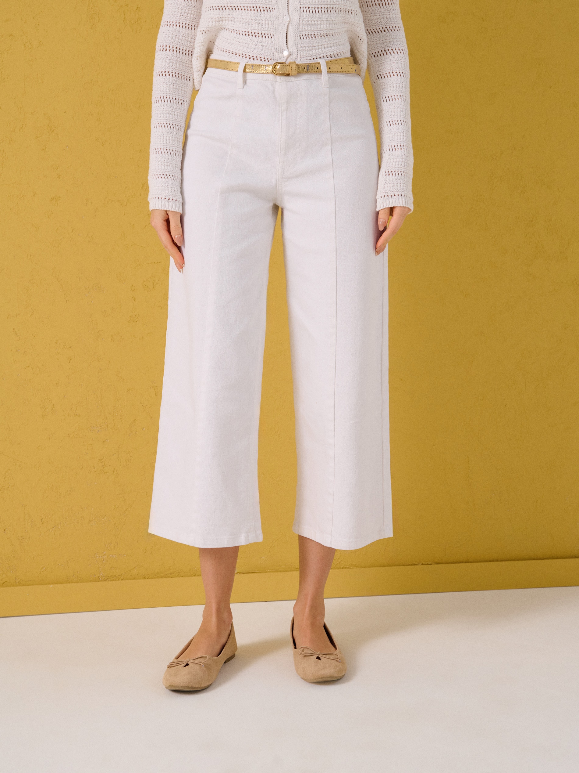 Jeansy culotte z paskiem