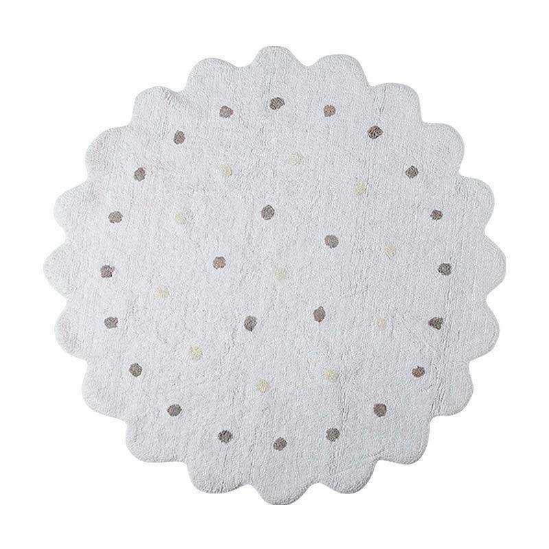 GALETTE - Tapis géométrique enfant en coton blanc Ø 140