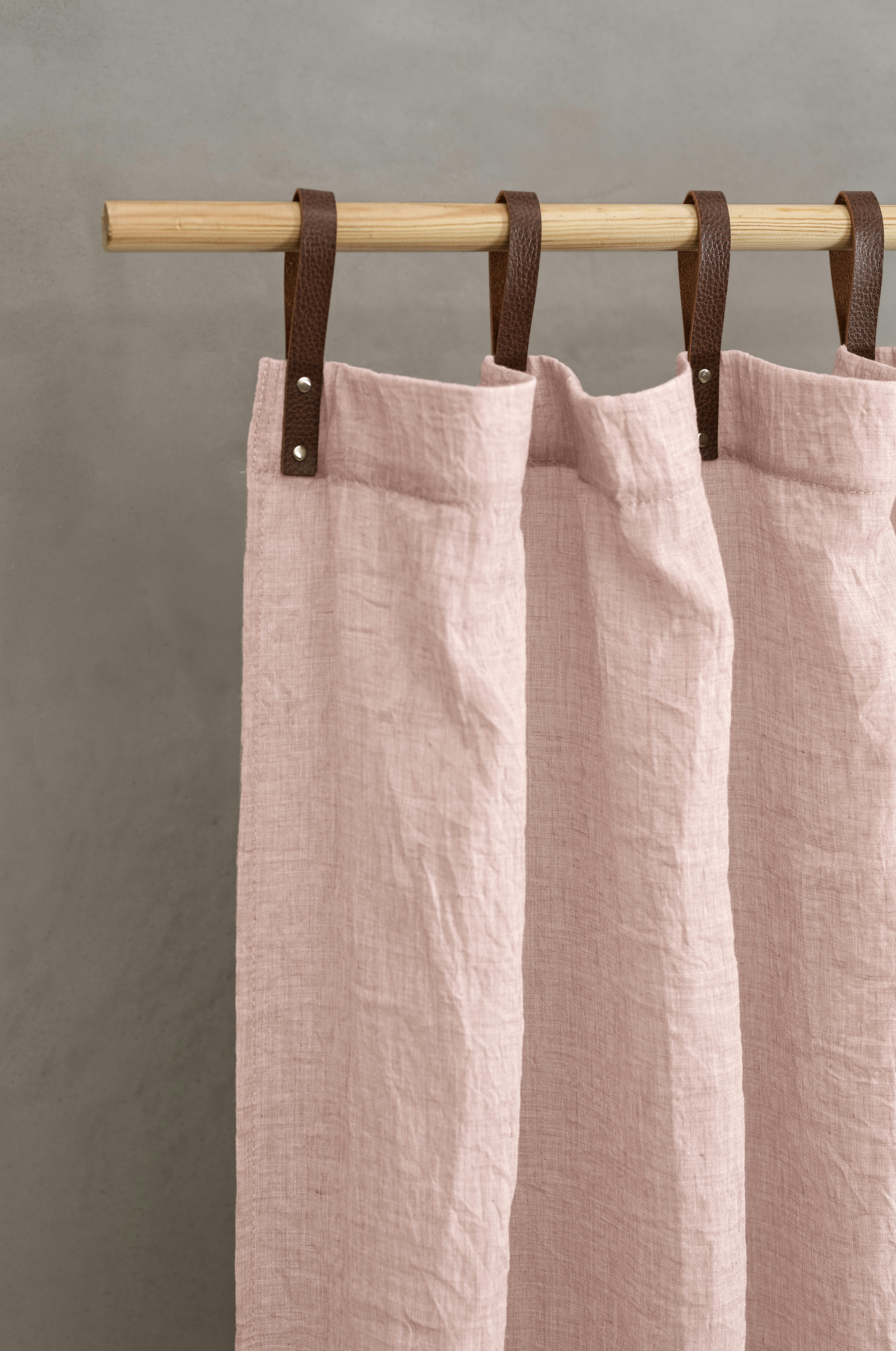 EVI - Panneau voilage finition pattes aspect cuir vieux rose 245 x 135