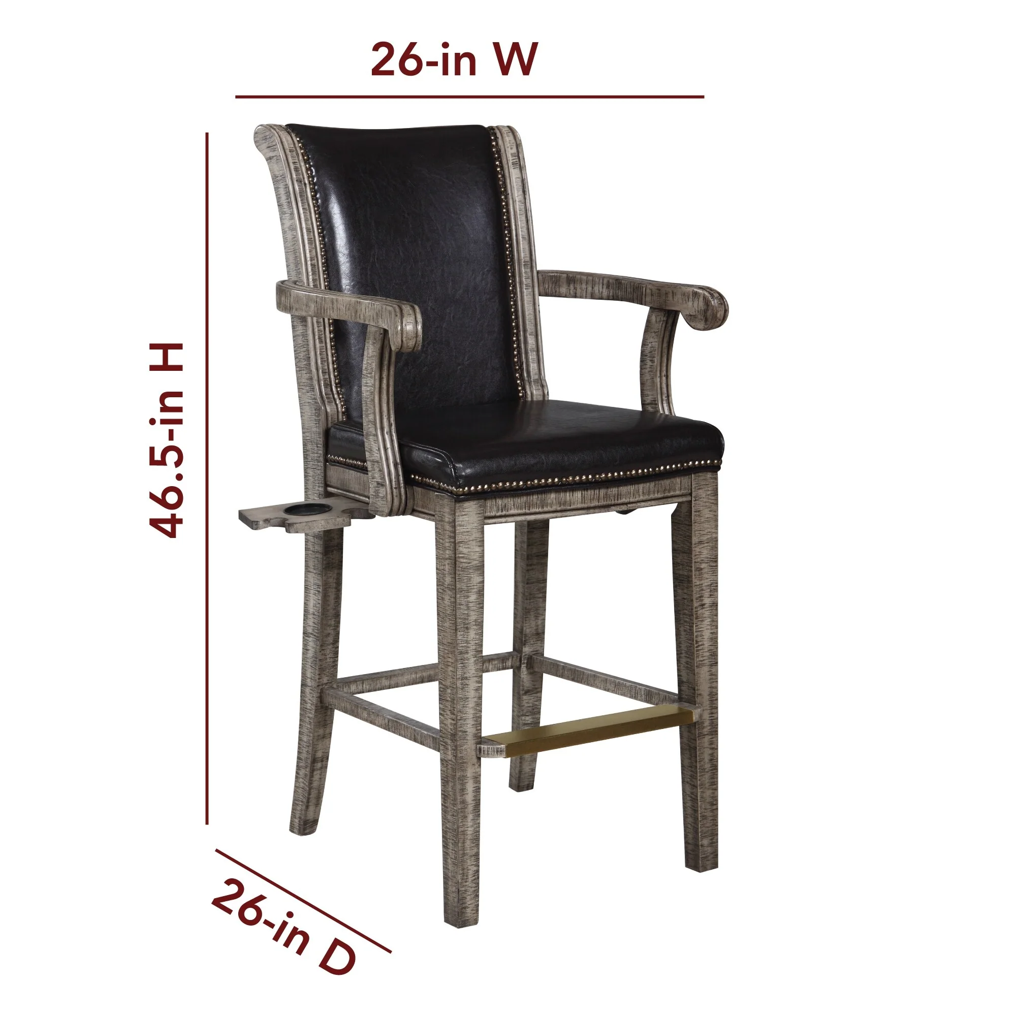 Hathaway Montecito 29-in High Top Deluxe Spectator Chair - Rustic Gray
